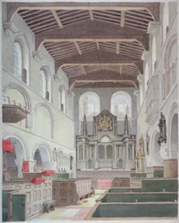 Widok wnętrza kościoła św Bartłomieja Wielkiego, Smithfield, City of London, 1821.