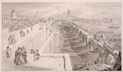 London Bridge stary i nowy, Londyn, 1831