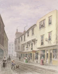 Stary dom przy wjeździe na Leather Lane, 1857 r.