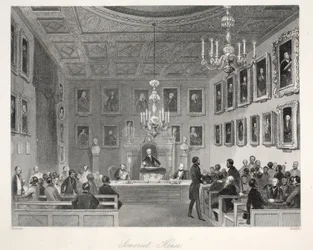 Somerset House, z pubu „London Interiors withich Costumes and Ceremonies”. Joseph Mead, Londyn, c.1843 (rycina stalowa)