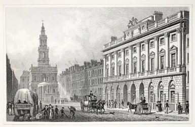 Somerset House, z pubu „Londyn i okolice w XIX wieku”. Jones und Co., 1827-1829