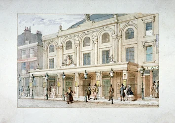 Surrey Theatre i Surrey Coffee House na Blackfriars Road, Southwark, Londyn, c1835