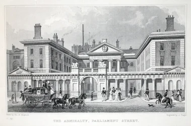 Admiralty, Parliament Street, z pubu „Londyn i jego okolice w XIX wieku”. Jones und Co., 1827-1829
