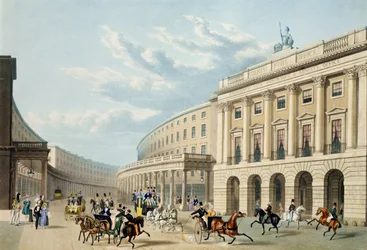 Kwadrant, Regent Street, z Piccadilly Circus, wydany przez Ackermanna, ok. 1835-50 (kolorowa akwatinta) (patrz także 105298)