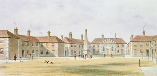 Widok na Domy Jałmużny Charlesa Hoptona, 1852 r.