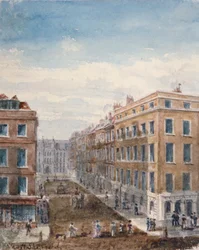 Widok na King Street, patrząc na północ od Cheapside do Guildhall, City of London, 1840