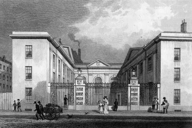 Hala Winiarzy, Upper Thames Street, grafika R. Acon, ok. 1829-31