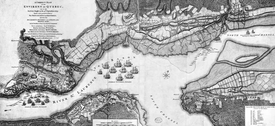 Prawidłowy plan okolic Quebecu i bitwy stoczonej 13 września 1759 r.