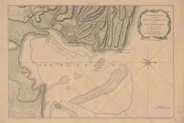Autentyczny plan miasta i portu Cap-François na wyspie St. Domingo. LOC 73695949