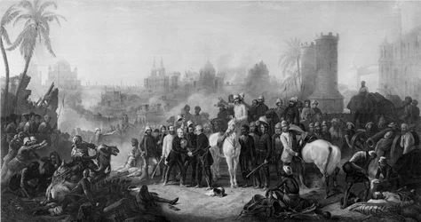 The Relief of Lucknow, und Triumphant Meeting of Havelock, Outram i Sir Colin Campbell, z „... Rysunki... wykonane na miejscu... przez Mr. Egrona Lundgrena”, opublikowane w Londynie 1860