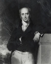 Portret szanownego Charlesa Greya, Earl Grey (1764-1845) rytowany przez J. Cochran