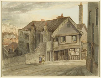 Castle Mill Street, poniżej Newgate, przedstawiający dom Roberta Adamsa (akwarela na papierze)