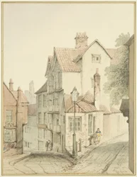 Róg Trenchard Lane i Steep Street (akwarela na papierze)