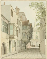 Patrząc w górę Small Street w kierunku Giełdy (akwarela na papierze)