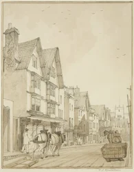 Temple Street, patrząc na północ (ołówek i akwarela na papierze)