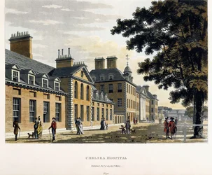 Chelsea Hospital, z „Malowniczej wycieczki przez miasta Londynu i Westminster Illustrated”, 1792-1801