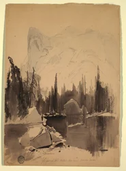 Rysunek, Mirror Lake, Yosemite, 1872 r.
