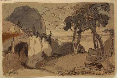 Rysunek, Droga w górskim krajobrazie, 1875