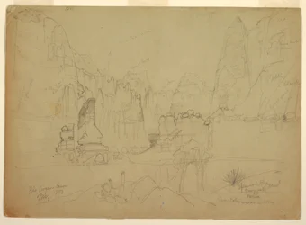 Rysunek, Kanion Rio Virgin, południowe Utah, 1873 r.