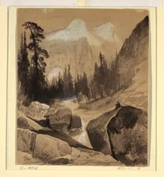 Rysunek, Północna kopuła, Yosemite, Kalifornia, 1872 r.