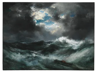 Księżycowy wrak statku na morzu