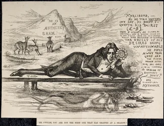 Oscar Wilde jako Narcyz (z napisem) (rycina)