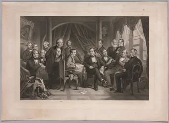 Washington Irving i jego literaccy przyjaciele w Sunnyside, 1864.
