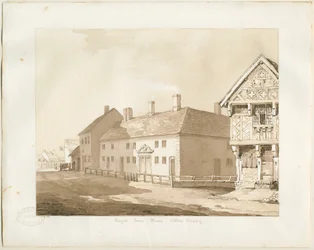 Abbots Bromley Almshouses: rysunek w sepii