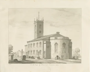 Kościół Bloxwich: rysunek w sepii, 1837