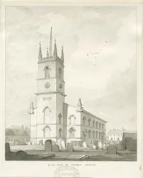 Hanley Church: rysunek w sepii, bd [?1838] (rysunek)