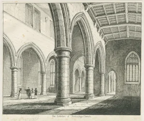 Wnętrze kościoła w Penkridge: rysunek piórem i tuszem, bd [?1837] (rysunek)
