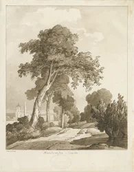 Kościół Marchington: rysunek w kolorze sepii, 1836