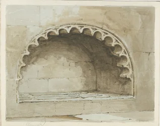 Kościół w Penkridge - Pomnik na ścianie południowej: malarstwo akwarelowe, bd [1817-1845] (malarstwo)