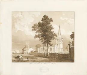 Kościół Rolleston: rysunek w czerwonej sepii, 1836