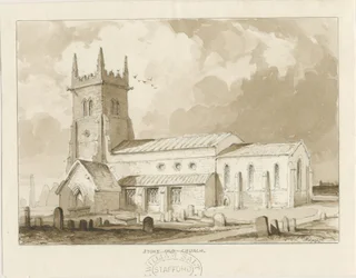 Kościół Stoke-upon-Trent [Stary]: rysunek w sepii, 1841