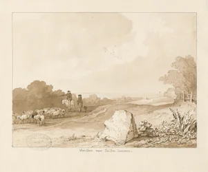 Trysull - „Kamień wojny w pobliżu Seisdon Common”: rysunek ołówkiem i sepią, 1837