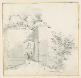 Zamek Tutbury - Brama wejściowa: rysunek ołówkiem, nd [?XIX w.] (rysunek)
