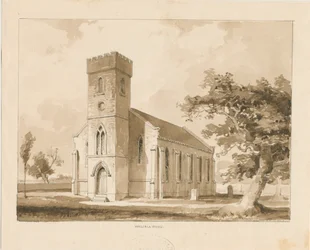 Kościół Walsall Wood: rysunek w sepii, bd [1817-1845] (rysunek)