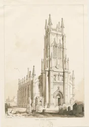 West Bromwich Church – „Christ Church”: rysunek w sepii