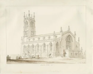 Wordsley Church: rysunek w sepii