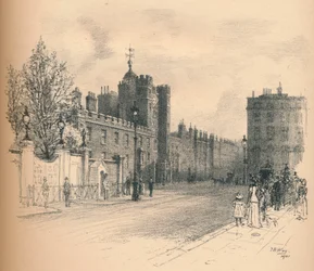 Widok ogólny pałacu św. Jakuba, z centrum handlowego Pall Mall, 1902