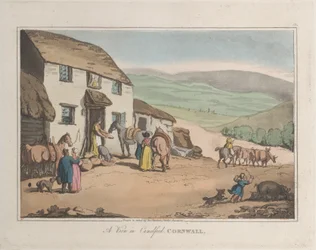 A View of Camelford, Cornwall, z Sketches from Nature, 1822., 1822. Twórcy: Thomas Rowlandson, Joseph Constantine Stadler.