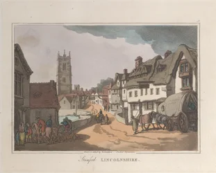 Stamford Lincolnshire, z Sketches from Nature, 1822., 1822. Twórcy: Thomas Rowlandson, Joseph Constantine Stadler.