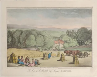 Siedziba M. Mitchella Esq. Hengar, Cornwall, z Sketches from Nature, 1822., 1822. Twórcy: Thomas Rowlandson, Joseph Constantine Stadler.