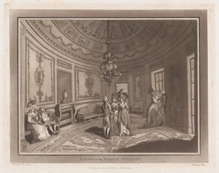 Salon w pawilonie morskim Wycieczka do Brighthelmstone, 1 czerwca 1790., 1 czerwca 1790. Twórcy: Thomas Rowlandson, Samuel Alken.
