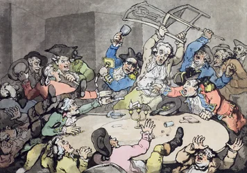 Kick Up at a Hazard Table, wyd. J. Harris, 1787 (kolorowa akwaforta z akwatintą)