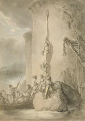 Wojskowa eskapada, ok. 1794 (pióro i tusz z akwarelą i rozmycie grafitu na papierze)