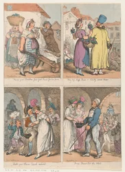 Cztery sceny z serii Cries of London: Oto twoje ziemniaki..., Kup mój mech..., 1 sierpnia 1801 r.