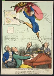 Od biurka do tronu. Nowy szybki krok Josepha Bonaparte. Bass panów Nappy i Talley, wyd. 1808 (grawerowanie ręcznie kolorowane)