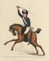 Lojalna kawaleria ochotnicza z Islington, ok. 1799 (kolorowa akwatinta)